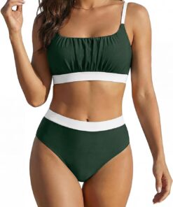 OUSIMEN Bikini-Sets für Damen Hoher Tailliert Bademode Bauchkontrolle Bikini Sets Push Up Damen Zweiteiliger Badeanzug