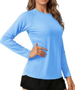 TACVASEN Damen Rashguard Uv-Schutz Shirt Schwimmshirt Langarm T-Shirt Sonnenschutz UPF 50+ Sportshirt