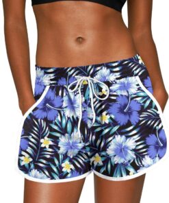 For G and PL Damen Sommer Boardshorts mit Bund und Taschen Tropischer Druck Casual Badehose S-XXL