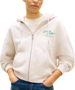 Tommy Hilfiger Damen Mdrn Script Zip Terry Hoodie Ww0ww47845 Kapuzenpullover mit durchgehendem Reißverschluss (1er Pack)