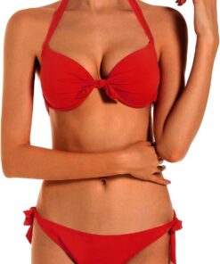 Damen Bikini Set Bademode Nackenträger Push up Bikinioberteil Einstellbar Seitlich Bindungen Zweiteilige Women Swimwear Zweiteilige Swimsuit