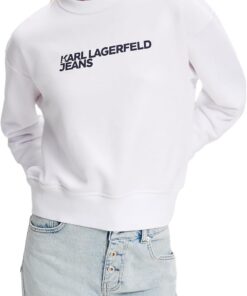 Karl Lagerfeld Jeans Damen Regular Essential Logo Sweatshirt White L