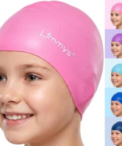 Limmys Silikon-Schwimmkappe für Kinder – Weiche, elastische, rutschfeste Badekappe für Jungen & Mädchen – Bequeme Passform ohne Ziehen, Ohr-Schutz, langlebiges, latexfreies Silikon, einfaches Anziehen