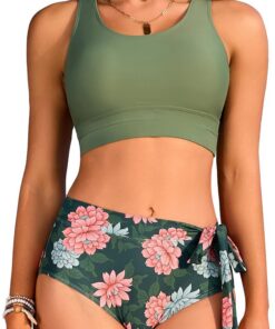 SHEKINI Bikini Damen Set Hohe Taille Sexy Cheeky Bikini Damen Sport Bikinis für Damen mit Knoten