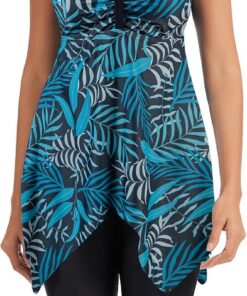 Ecupper Damen Tankini Set Badekleid Blumen Muster Badeanzug mit Shorts Swimsuit Übergröße