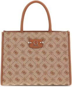 GUESS Neda 2 Compound Tote Bag Latte Logo