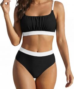 OUSIMEN Bikini-Sets für Damen Hoher Tailliert Bademode Bauchkontrolle Bikini Sets Push Up Damen Zweiteiliger Badeanzug