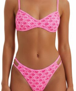 Damen Bikini Set Sexy Low Waist Schnürung Bikini Sommer Neckholder Bademode Zweiteiliger Strand Badeanzug Punktmuster Swimsuit Bohemian-Stil Karomuster Bikini-Sets