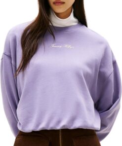 Tommy Hilfiger Damen Classic Script Terry Sweatshirt Ww0ww48269 Pullover-Sweatshirt