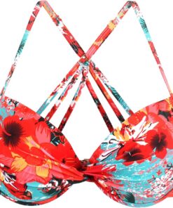 Ocean Blues Damen Bikini Set mit Bügel-Push-up Front-Twist Design, verstellbare Träger, Retro Bademode für Strand und Pool