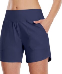 WILLIT Damen Badeshorts Swim Badehose Boardshorts High Waist Sommer Bikini Shorts Schnelltrocknend UPF 50+ Tummy Control Beach Shorts 5" mit Taschen