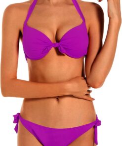 Damen Bikini Set Bademode Nackenträger Push up Bikinioberteil Einstellbar Seitlich Bindungen Zweiteilige Women Swimwear Zweiteilige Swimsuit