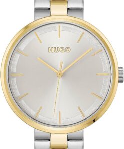 HUGO Analog Quarzuhr für Damen mit Zweifarbiges Edelstahlarmband - 1540101