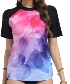 UV Shirt Damen Kurzarm UPF 50+ Schwimmshirt Schnelltrocknen Rundhals Badeshirt S-XXXL