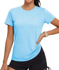 MAGCOMSEN Sportshirt Damen UV Shirt Kurzarm Sport Shirts Basic Funktionsshirt Fitness Wandershirt Yoga UV-Schutz Wasser
