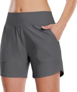 WILLIT Damen Badeshorts Swim Badehose Boardshorts High Waist Sommer Bikini Shorts Schnelltrocknend UPF 50+ Tummy Control Beach Shorts 5" mit Taschen