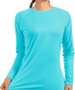 UV Shirt Damen Langarm mit UPF 50+ Sonnenschutz, Atmungsaktives Rashguard Schwimmshirt & Schnelltrocknendes Sport Funktionsshirt