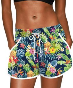 For G and PL Damen Sommer Boardshorts mit Bund und Taschen Tropischer Druck Casual Badehose S-XXL