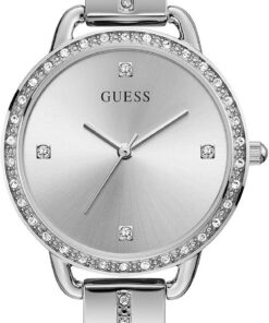 Guess 30MM Crystal Bangle Watch, Silver, One Size