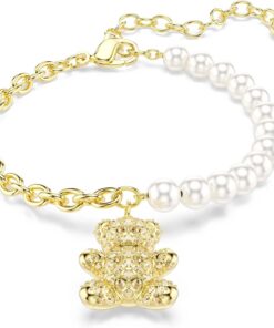 Swarovski Idyllia Armband, Kristallperle, Rundschliff, Teddy, Goldfarben, Goldlegierungsschicht