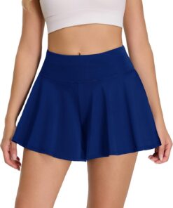 Badeshorts Damen mit Wehendem Rock, Hohe Taille Schwimmshorts UV-Schutz UPF 50+ Badehose Schnelltrocknend Chlorresistent Schwimmhose mit Taschen und Shorts-Innenfutter