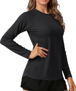 TACVASEN Damen Rashguard Uv-Schutz Shirt Schwimmshirt Langarm T-Shirt Sonnenschutz UPF 50+ Sportshirt