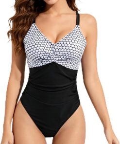 Badeanzüge Für Damen, Einteiliger Badeanzug Damen Bauchweg | Push Up Badeanzug Crossover Bademode Schwimmanzug Swimsuit Strandmode