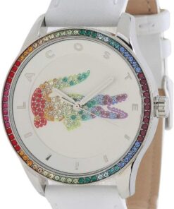 Lacoste Analog Quarzuhr für Damen Kollektion Victoria mit Weisses Lederarmband - 2000822