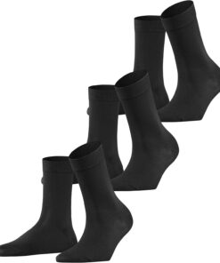 FALKE Damen Family 3-Pack Socken atmungsaktive nachhaltige biologische Baumwolle verstärkte Damensocken hautfreundlich strapazierfähig einfarbig Multipack 3 Paar | mit sehr feinem Maschenbild
