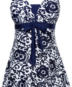 Wantdo Badeanzug Damen Einteiliger mit Bauchkontrolle Tankini Übergröße | Hohe Taille,Integrierten Shorts,Bademode Damen Bauchweg,Formend,Push-Up,Bügellos, Größen 44 bis 58,Strand&Sommerurlaub