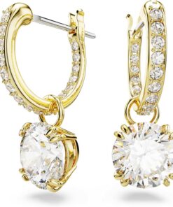 Swarovski Stilla Drop-Ohrhänger, Rundschliff, Weiß, Goldlegierungsschicht