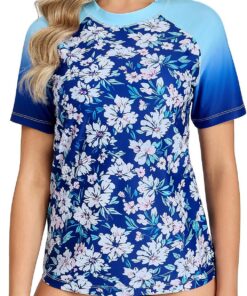 UV Shirt Damen Kurzarm UPF 50+ Schwimmshirt Rash Guard Badeshirt Schnelltrocknend für Wasser Surfen S-XXL