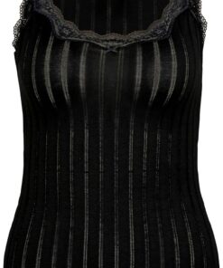 Calida Etude Toujours Tank Top Damen, mit Swiss+Cotton-Gütesiegel, edle Nadelstreifen-Optik und zarte Spitze am Ausschnitt