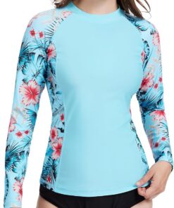 MEETWEE kurz & Langarm Damen Surf Rash Guard Sonnenschutz Badeanzug UV-Schutz Shirt UPF 50+ Kurzarm Badeoberteil Schnell trocknendes Schwimm-Sonnenschutzshirt für Wassersport