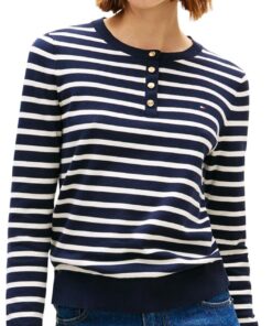 Tommy Hilfiger Damen Co Jersey Fine Gg Ls Henley Ww0ww49612 Pullover (1er Pack)