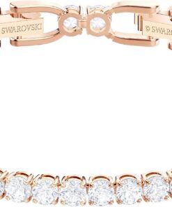Swarovski Tennis Deluxe Armband, Rund, Weiß, Rhodiniert