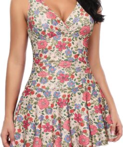 SHEKINI Badeanzug Damen Badekleid Tiefe V-Ausschnitt Bademode Damen Große Größe Badekleid Damen Bauchweg