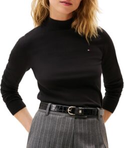 Tommy Hilfiger Damen Langarmshirt Jersey Fine mit Mock-Neck