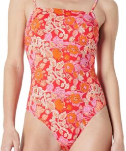 Amazon Essentials Damen Einteiliger Badeanzug mit Quadratischem Ausschnitt