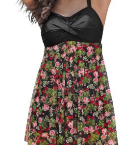 SHEKINI Damen Einteiliger Badeanzug Elegant Badekleider Schwimmrock Retro Rückenfrei Ruched Badekleid Bauchweg Schwimmkleid Baderock