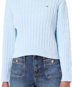 Tommy Hilfiger Damen Co Cable Mid Gg RLX Ls V-nk SWT Ww0ww48433 Pullover (1er Pack)