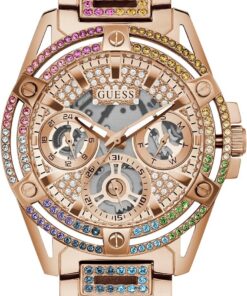 GUESS Damenuhr Queen Multifunktion Roségoldfarben/Regenbogen GW0464L5