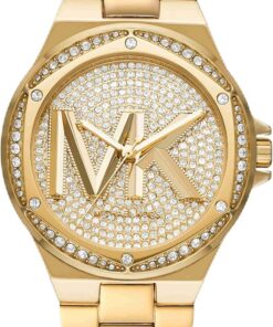 Michael Kors Lennox Watch für Damen, Goldfarbenes Quarz-Dreizeigerwerk mit Edelstahlarmband