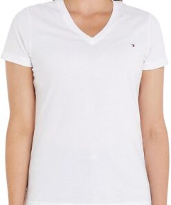 Tommy Hilfiger Damen T-Shirt Kurzarm Heritage V-Ausschnitt