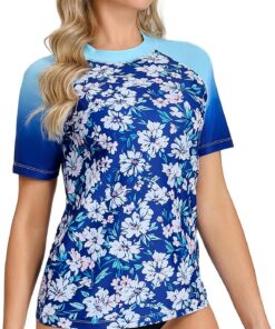 Damen Schwimmshirt Rashguard Kurzarm – UV-Schutz 50+ für Strand & Wassersport, Schnelltrocknend, 4-Wege-Stretch, Atmungsaktiv, Leichtes Material für Schwimmen, Surfen & SUP