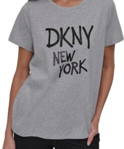 DKNY Damen Rhinestone Graffiti Short Sleeve Relaxed Fit Crew Neck Tee T-Shirt (1er Pack)