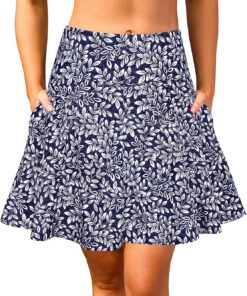 SHEKINI Damen High Waisted Swim Rock Seitentaschen Badeanzug Bottom mit eingebauter Short