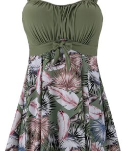 Wantdo Badeanzug Damen Große Größe Einteiliger Tankini mit Rock
