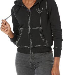 True Religion Damen Big T Classic Zip Hoodie Kapuzenpullover (1er Pack)