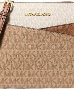 Michael Kors Jet Set Travel Umhängetasche, mittelgroß, Farbblock, Kuppel, charakteristisches Logo, Camel, Camel Multi, Medium
